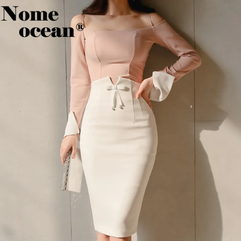 Офисные женские юбки средней длины с высокой талией и бантом сексуальная юбка