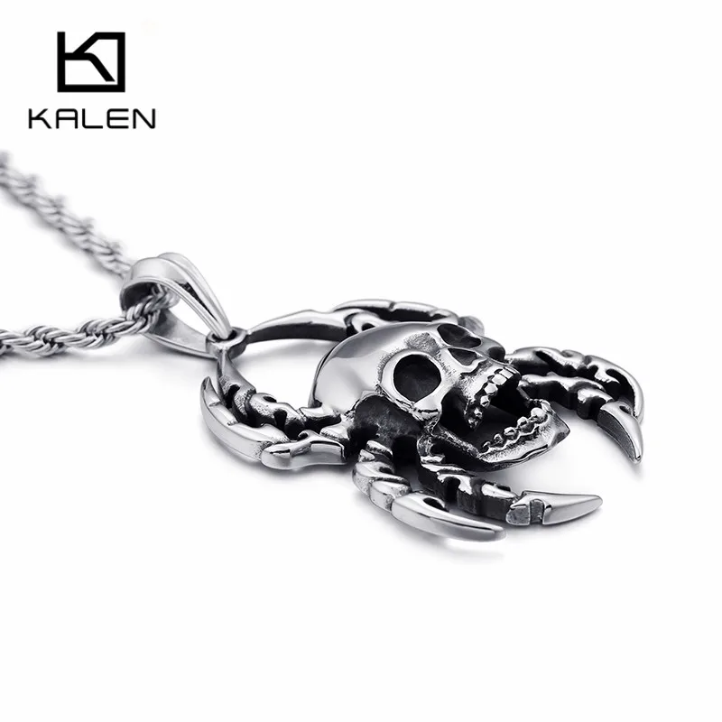 Мужское ожерелье с подвеской в виде черепа KALEN Neo Gothic из нержавеющей стали панк