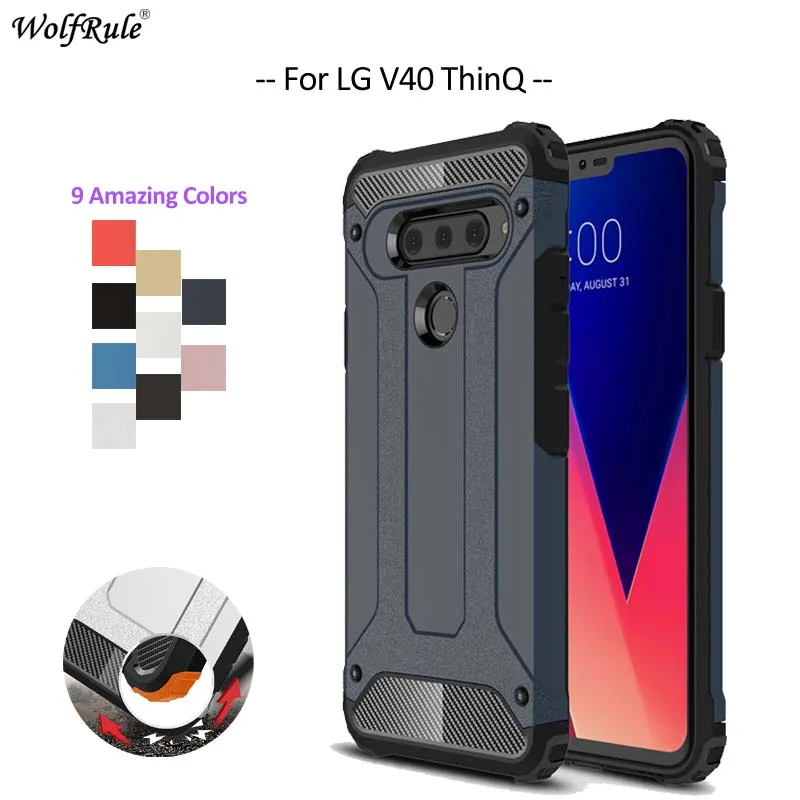 

For Cover LG V40 ThinQ Case WolfRule TPU & PC Armor Protective Bumper Pouch Phone Case For LG V40 ThinQ Cover Funda 6.4''