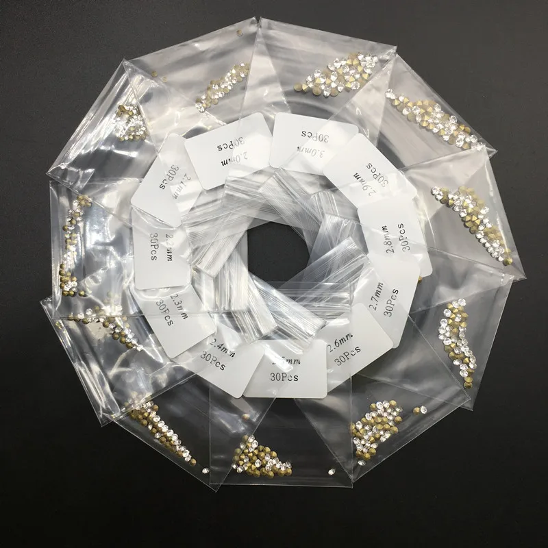 2.0-3.0mm 330Pcs SS0-SS45 Стразы со стразами, прозрачный белый стеклянный кристалл для 3D украшения ногтей, аксессуары для свадьбы - Цвет: 2.0-3.0mm 330Pcs