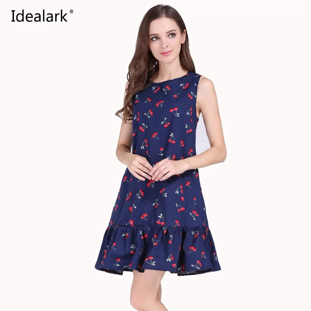 Idealark 100% хлопок рукавов Сексуальная оборками женское платье Лето Повседневное