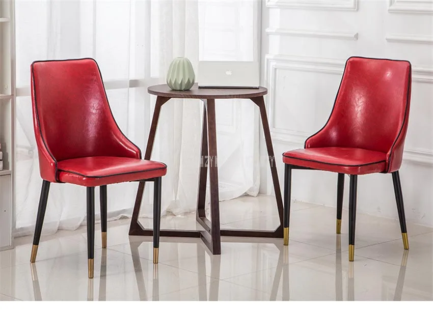 High Quality Modern Simple Oil Wax Leather Dining Chair For Dining Room Living Room Office Reception Chair Soft Seat Cushion