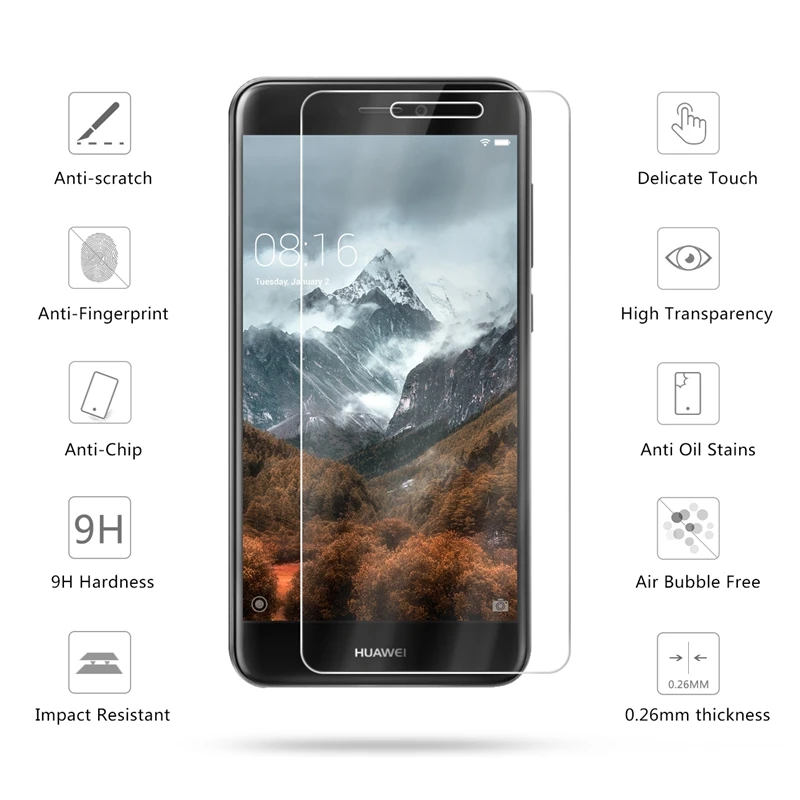 Защитное стекло для Huawei P8 Lite экрана 2017 закаленное пленка из фольги|Защитные