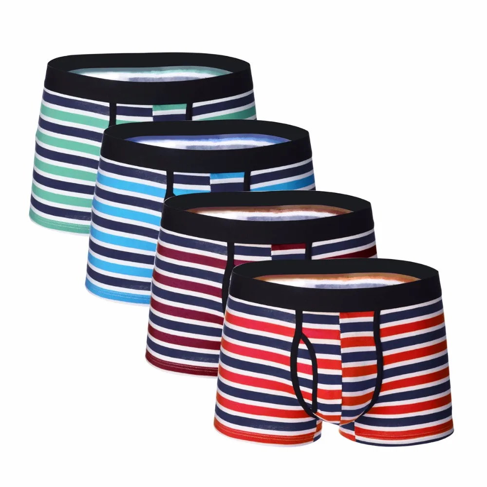 Трусы-боксеры мужские 4 шт./лот хлопковые шорты дышащие однотонные удобные