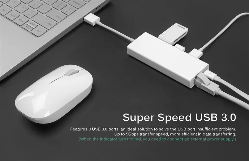 Xiaomi Mi USB 3,0 на 3 порта USB 3,0 1000Mbps-Gigabit RJ45 адаптер usb-хаб с микро USB порт питания Многофункциональный узловой центр