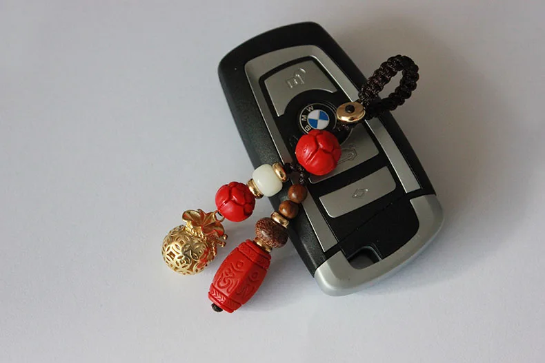 Car key chain high-grade hand-woven money bag lucky pure copper bell pendant cinnabar six-word mantra | Автомобили и мотоциклы