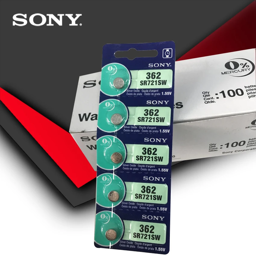 15 шт. Sony 100% оригинал 362 SR721SW V362 GP62 AG1 1 55 V батарея для часов с оксидом серебра