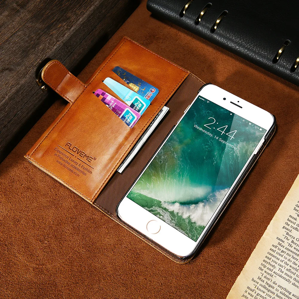Floveme Флип кожаный чехол сумка для iPhone 6 6s 7 Plus Магнитный кошелек s/6 S адсорбции