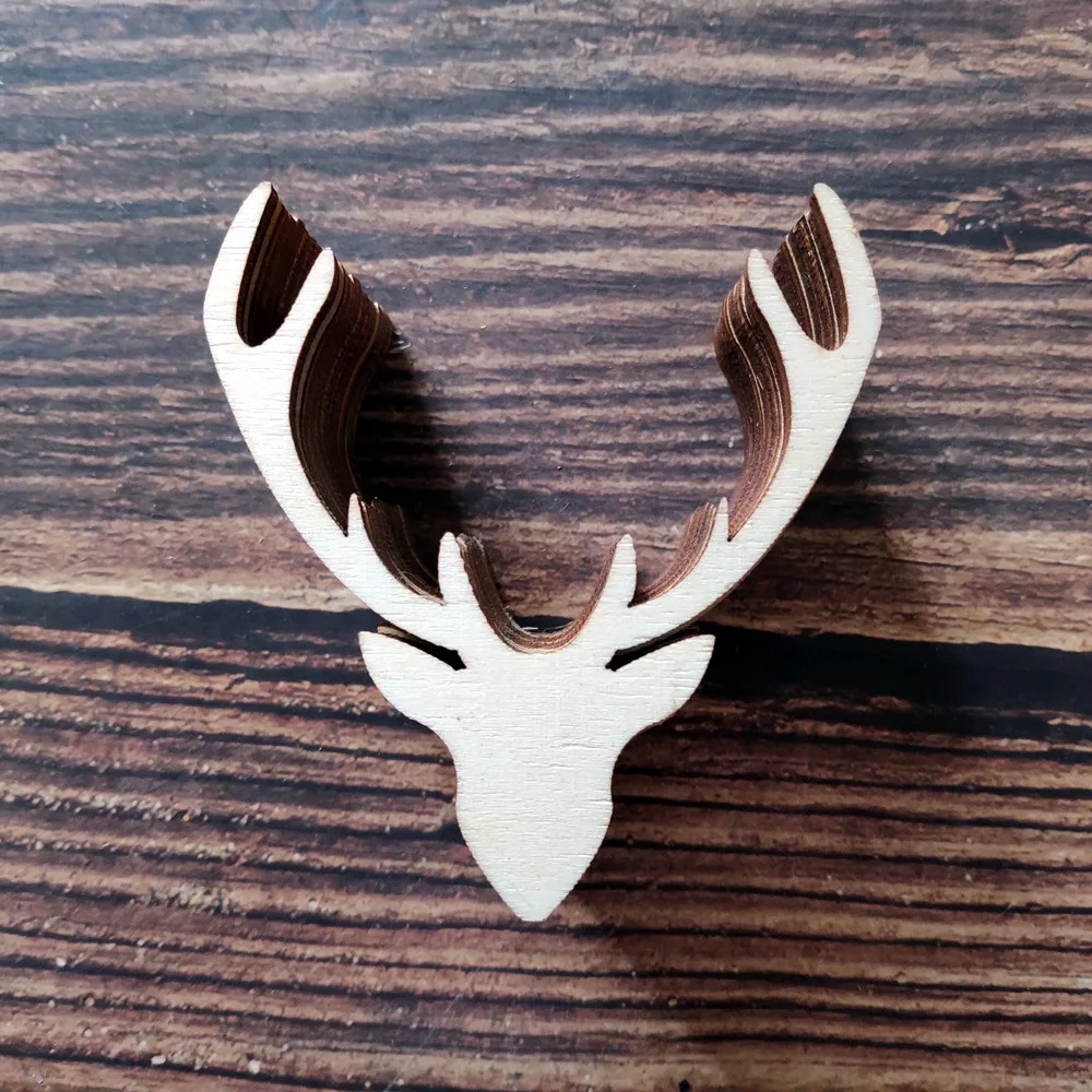 

10pcs 65x70mm Wood Wooden Deer Antlers Christmas Tree Decorations DIY Blank New Year Party Hanging Ornament Decor