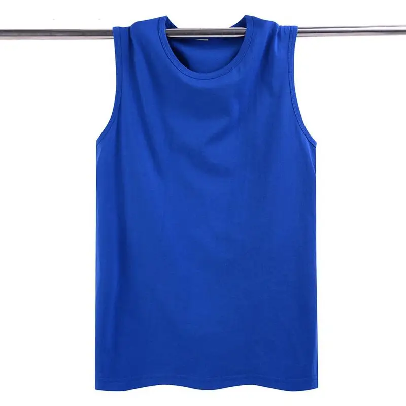 Летний спортивный свитшот мужской жилет свободного кроя хлопковый синего цвета