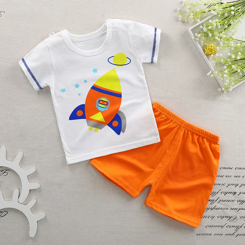 children's short sleeve shorts boys and girls cotton suit baby t - shirt two-piece tide 2018 new summer P951 | Детская одежда и