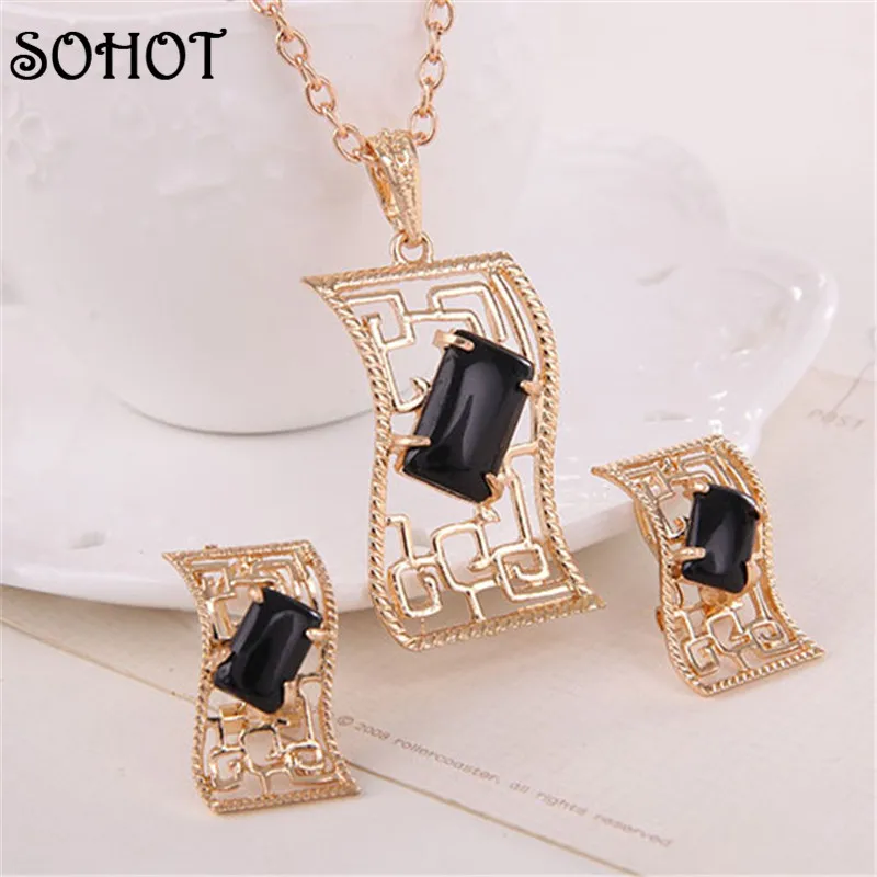 SOHOT 3 цвета Опаловый камень кристалл геометрия кулон ожерелье серьги гвоздики для