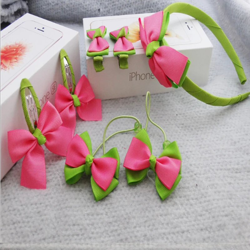 Детские аксессуары для волос резинки с бантом девочек зажим 1 комплект = 7 шт. T361 |