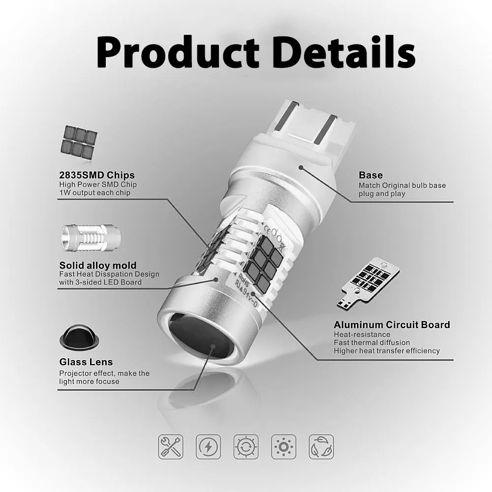 VANSSI 2 шт. T20 7440 W21W 7441 7443 7444 W21/5 Вт Светодиодный светильник для Лада, супер яркий белый Янтарный DC12-24V