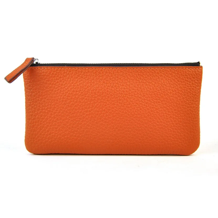 Простой кошелек из натуральной кожи на молнии для мужчин и женщин сумка