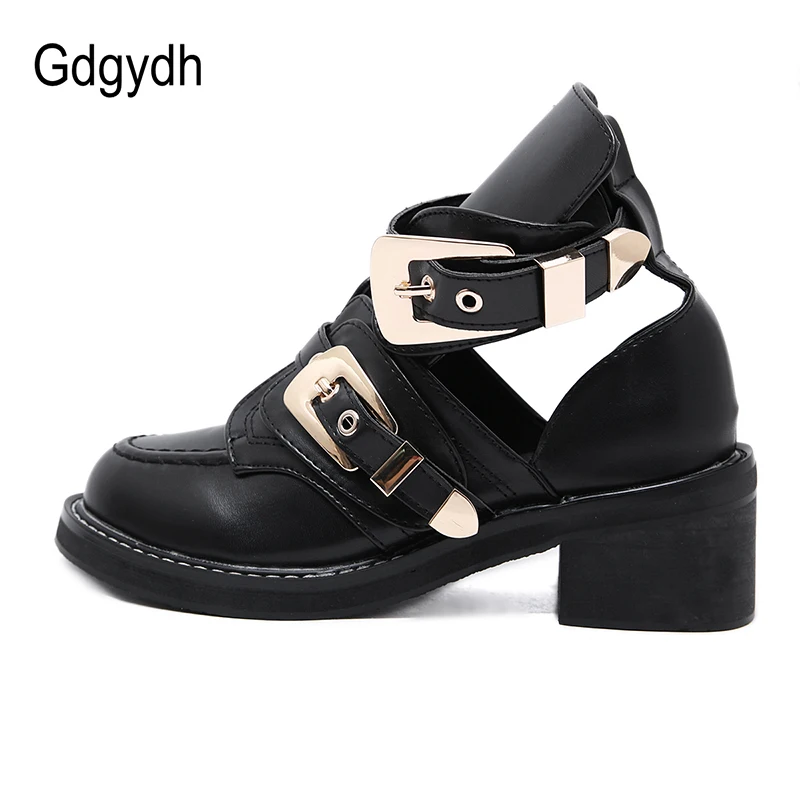 Gdgydh/женские туфли-лодочки с металлической пряжкой; женские тонкие туфли на квадратном каблуке; туфли на платформе с круглым носком; женские лакированные туфли из змеиной кожи в готическом стиле