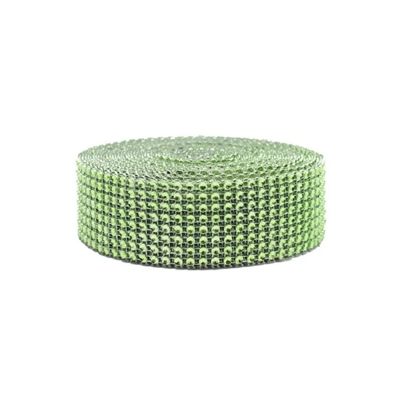 green 2 ярда 4 см золото серебро DIY Алмазная сетка Стразы обертывание s Лента Хрустальная отделка в рулонах блестящая сетка обертывание для свадебного украшения цветов - Цвет: green