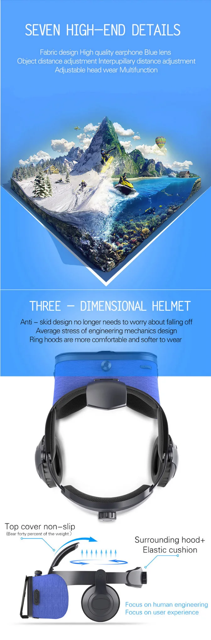 FIITVR 6F 3D VR очки виртуальной реальности Гарнитура коробка виртуальной реальности с поддержкой гарнитуры 4,7-6,0 дюймов телефон