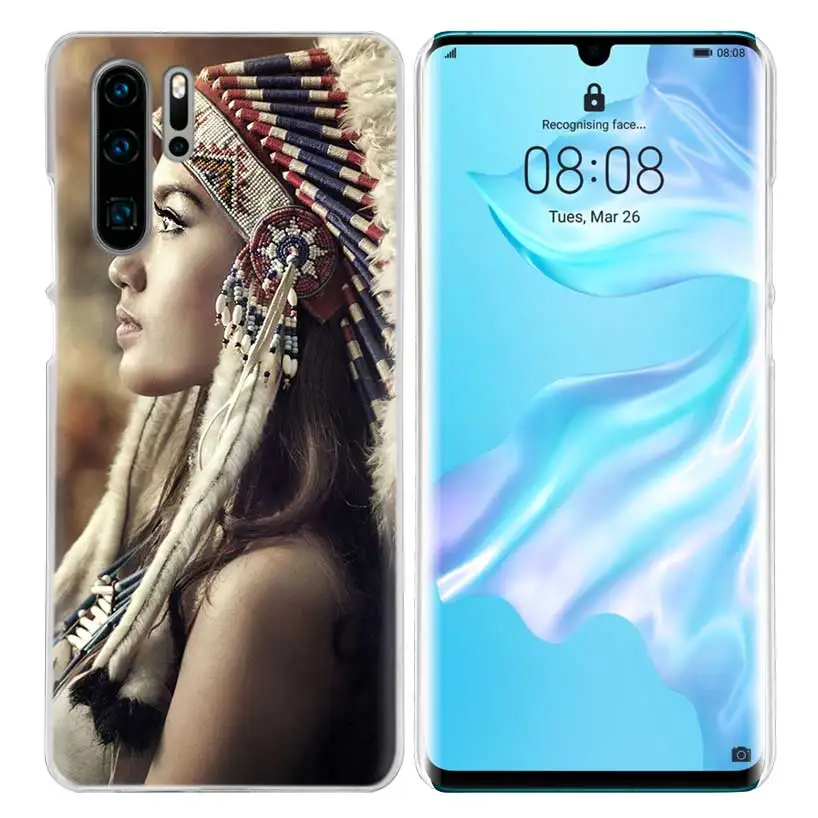03 Индеец перья девушка чехол для huawei P20 P Smart Z Plus P30 P10 P9 P8 mate 10 20 lite Pro Жесткий PC чехол для телефона - Цвет: 03