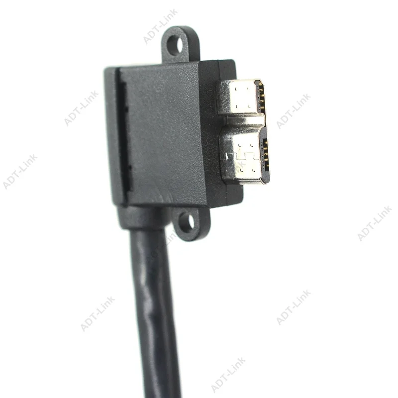 Кабель адаптер USB 3 0 25 см черный правый левый нижний угол тип A штекер Micro B Угловой