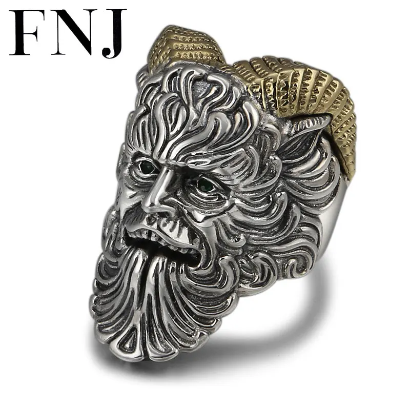 

FNJ Punk Priest Ring 925 Silver Jewelry New Punk S925 Sterling Silver Rings for Men Adjustable Size 8-10.5 bague