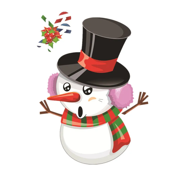 Snowman 10 шт Новогодние наклейки на окно снежинки украшения Рождественские украшения для дома магазин оконные наклейки Noel новогодний декор - Цвет: Snowman