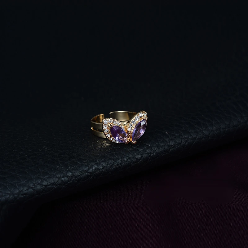 HOOSLIVER Gold Plated Rhinestone Necklace Earrings Bracelet Ring Refinement Jewelry Sets Leaves Shape 4 Pcs | Украшения и