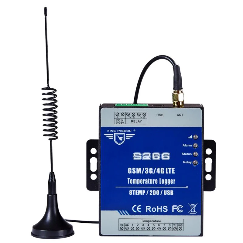 3G 4G LTE Cellular Telemetry Kits GPRS Data Logger Temperature Recorder supports high/low limit alert with 8 Temp Sensor S266 |