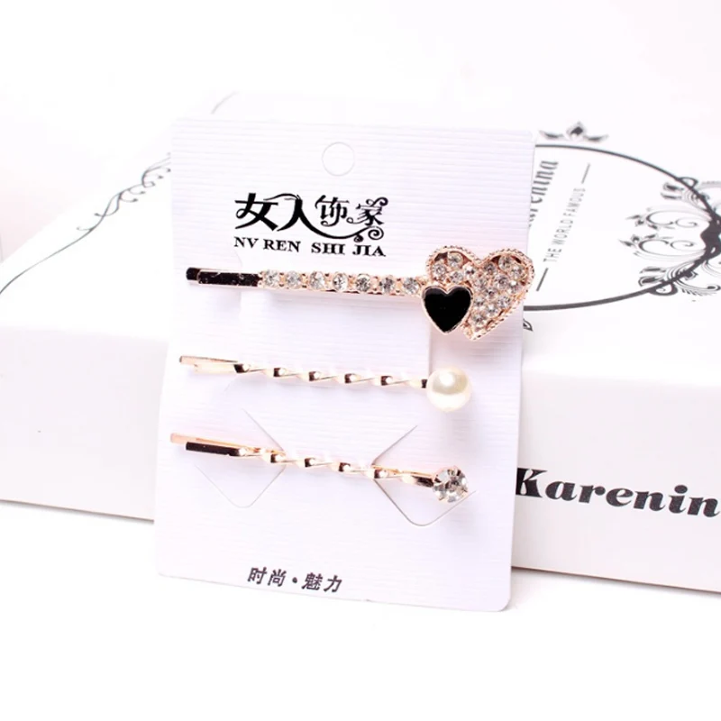 

3pcs/set Fashion Alloy Women Girls Hair Barrettes High Quanlity Charming Pearl Hair Clips
