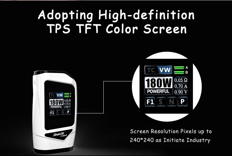 2 шт./лот,, Hcigar Towis T180, электронная сигарета, сенсорный экран, коробка, мод с чипсетом XT180, vape, мод, электронная сигарета