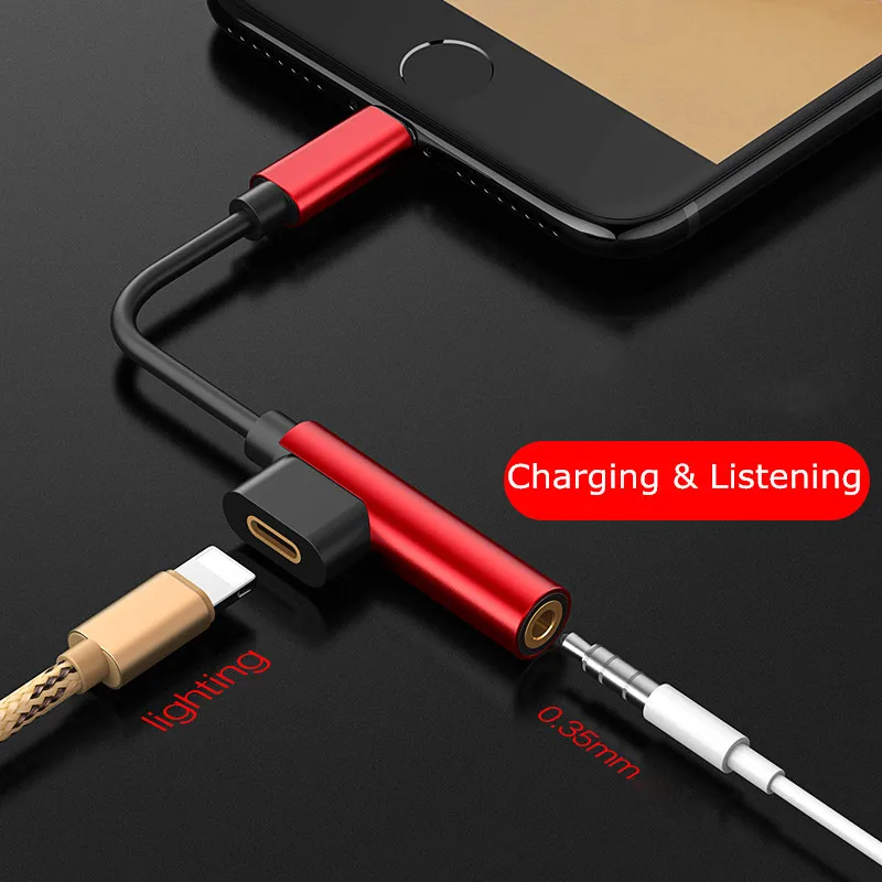 GUSGU 2 в 1 аудио адаптер для iPhone 8 7 Plus XS XR зарядное устройство разветвитель Кабель для Lightning до 3,5 мм разъем для наушников разветвитель