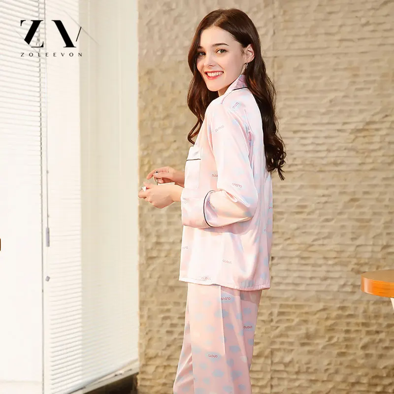 Шелковые пижамы Весенняя Пижама женская ночная сорочка из 2 предметов пижама