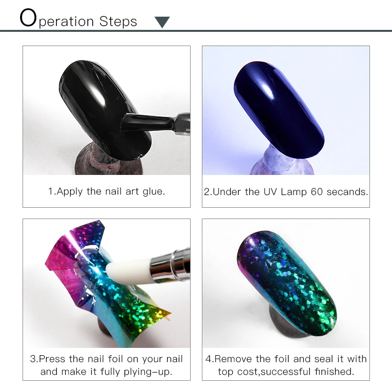 

MEET ACROSS 2Pcs/Set Nail Foils Polish Stickers Set Starry Paper Transfer Foil Wraps Adhesive Decal With Nail Foil Adhesive Glue