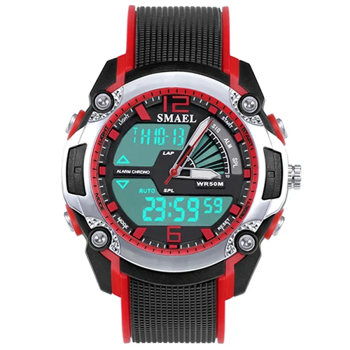 Детские цифровые часы Smael водонепроницаемые кварцевые с двойным временем Wach 1343