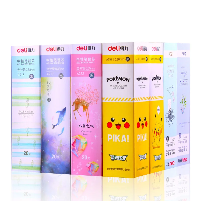 Deli 10 шт./лот гелевая ручка для пополнения 0 35 мм 38 водонепроницаемый КИТ Покемон