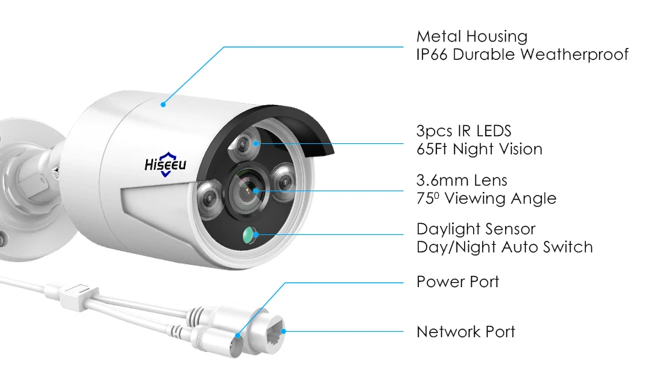 8CH POE NVR комплекты IEEE802.3af 48V CCTV системы 1080P Крытый Открытый камера водонепроницаемый 2MP безопасности видеонаблюдения комплект Hiseeu