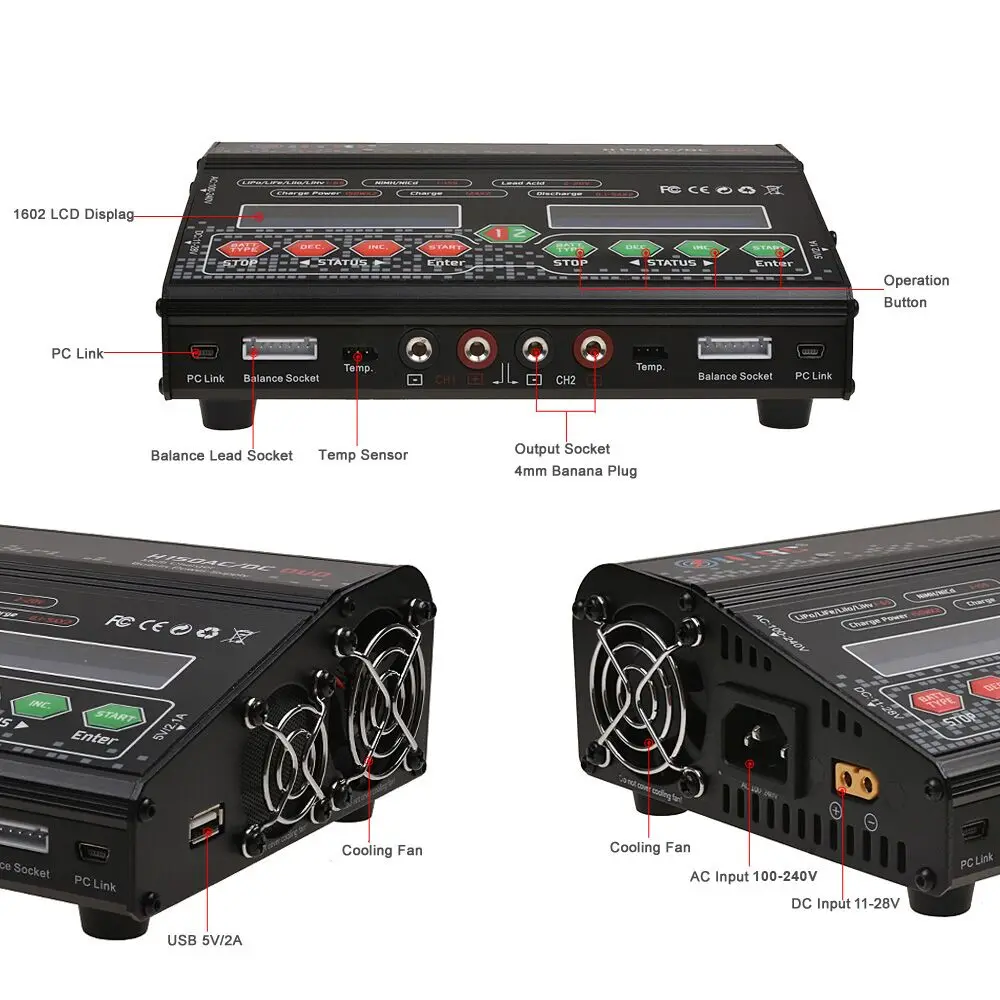 HTRC H150 RC зарядное устройство AC DC DUO 300 Вт 12Ax2 двойной порт высокая мощность баланс