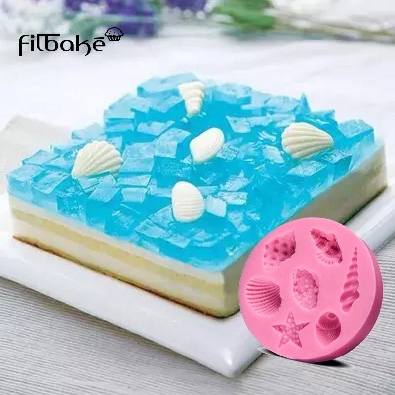 FILBAKE 7 отверстие в форме морской раковины шоколада 3D силиконовая форма для