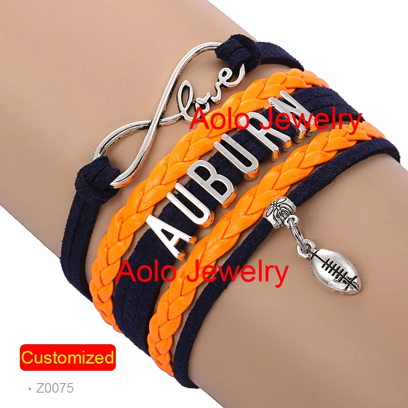 AUBURN браслет знак бесконечности футбол темно синий/оранжевый сделать свой
