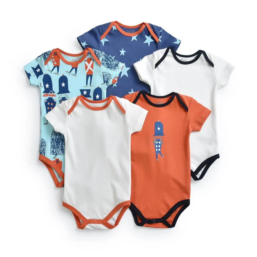 5 упаковок одежда для малышей боди с кнопками и круглым вырезом 100% хлопок мягкие