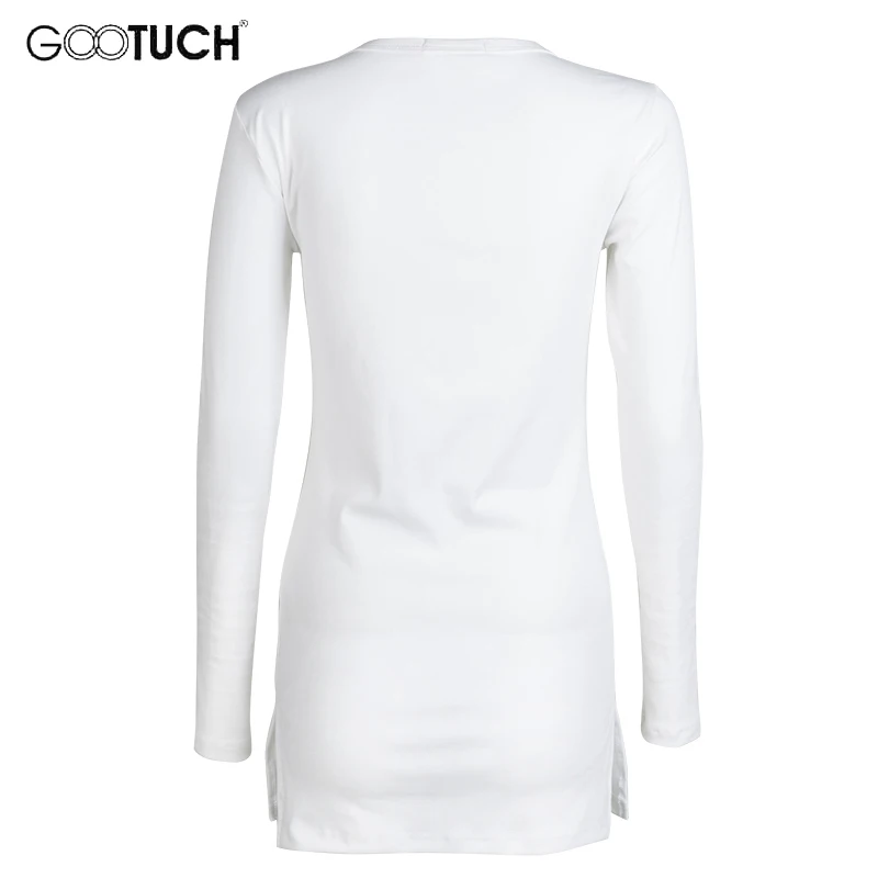 Женская хлопковая футболка Повседневная Эластичная длинная с асимметричным