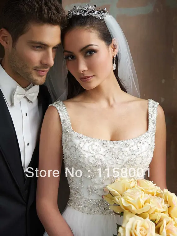 Wedding Dresses Casual Cocktail Weddings Classy Retro A-Line Floor-Length Court Train Beading Scalloped Spaghetti 2015 Discount | Свадьбы и