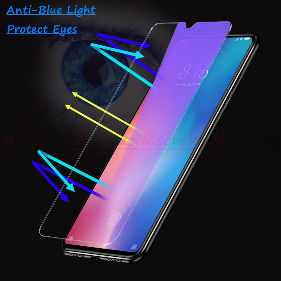 Анти синий свет закаленное стекло для Xiaomi mi 9 SE Explorer Play x 3 красный Note 7 Pro Черная
