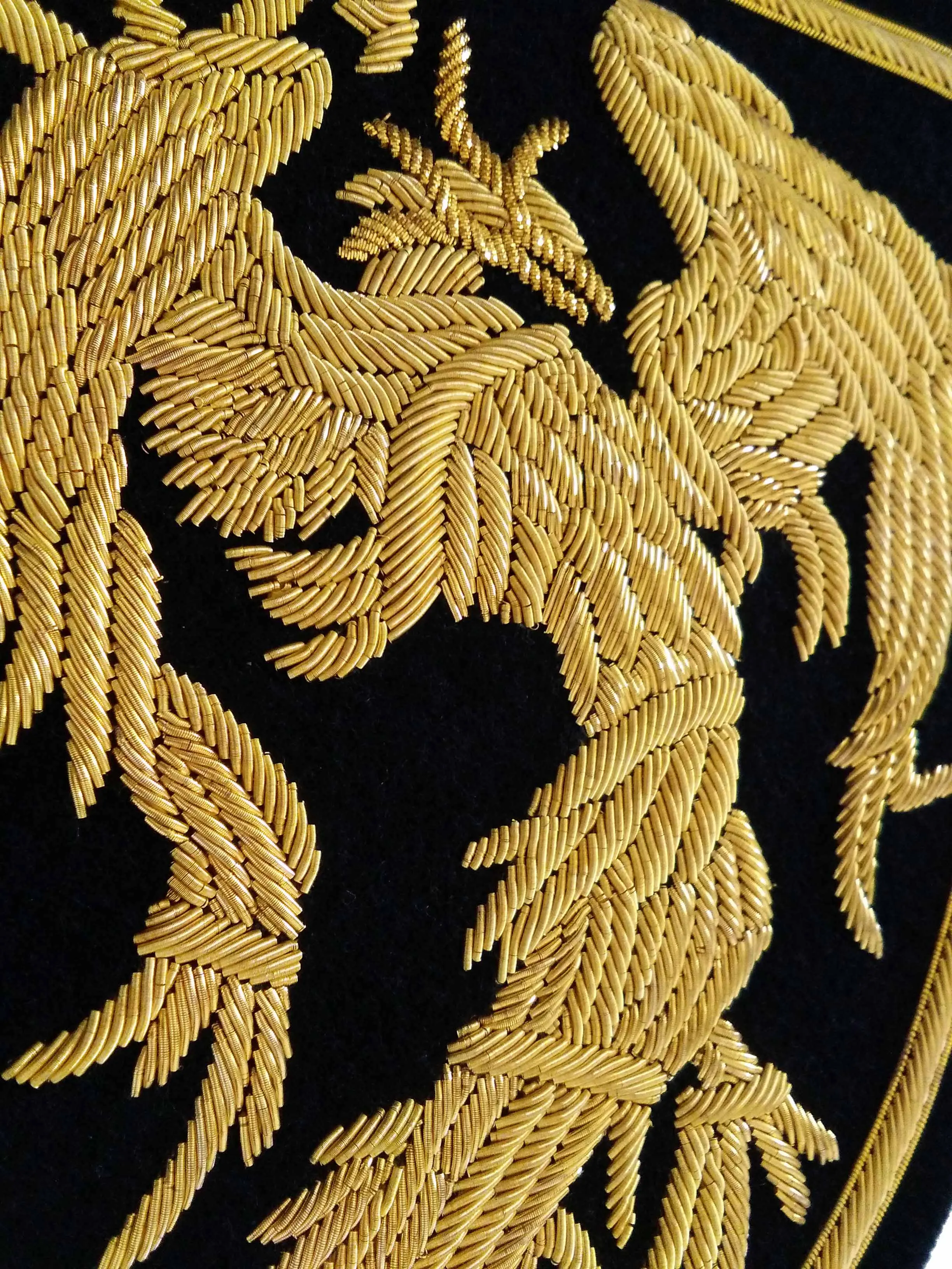 Handmade bullion wire embroidery/Goldwork badge Extra Large Size Golden phoenix~~~~ | Дом и сад