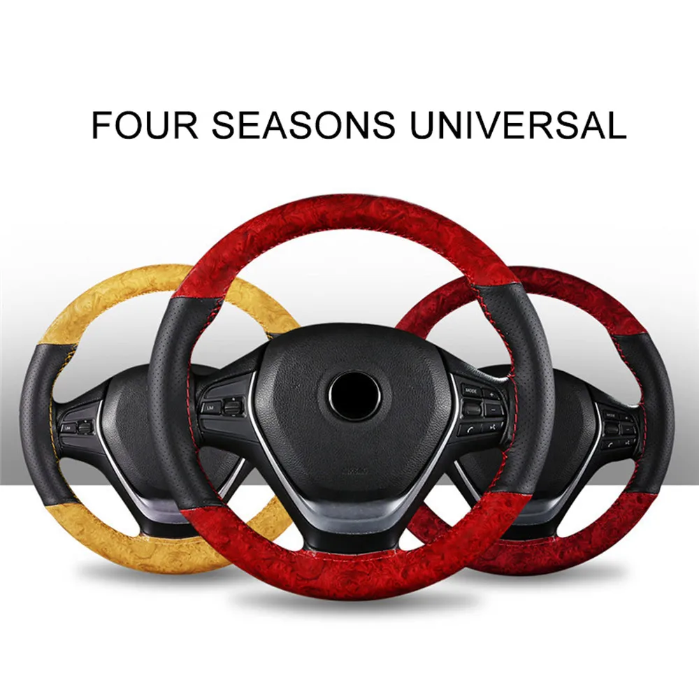 Fashion sports hand-sewn steering wheel covers luxury car handle slip wear-resistant crystal peach veneer | Автомобили и