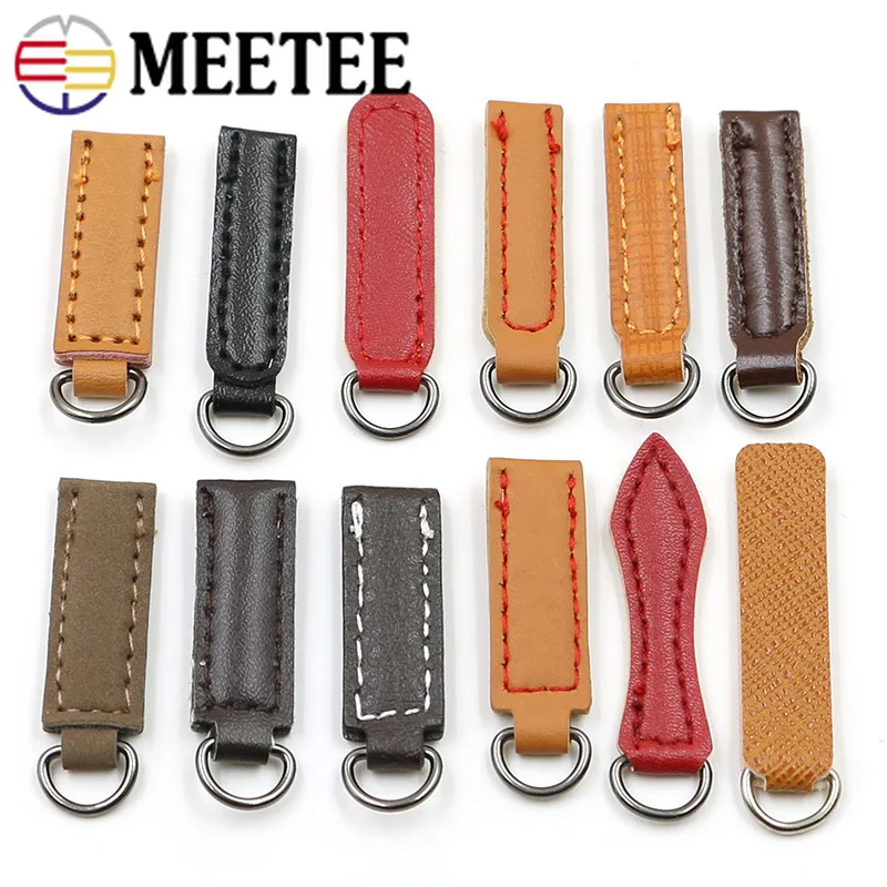 Meetee 10 шт. 20-40 мм кожаный молния головной ползунок Съемник DIY сумка Украшение Подвеска для застежки-молнии ручной работы аксессуары для одежды BD507