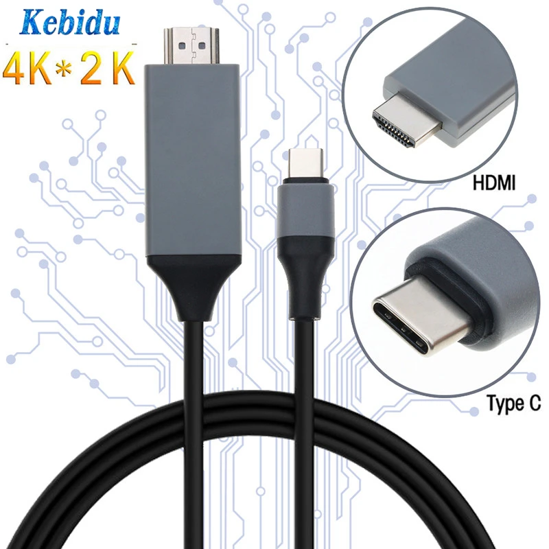 Kebidu Лидер продаж 4K Type C к HDMI штекер 2 м USB 3 1 30 Гц фотоадаптер кабеля HD Удлинительный