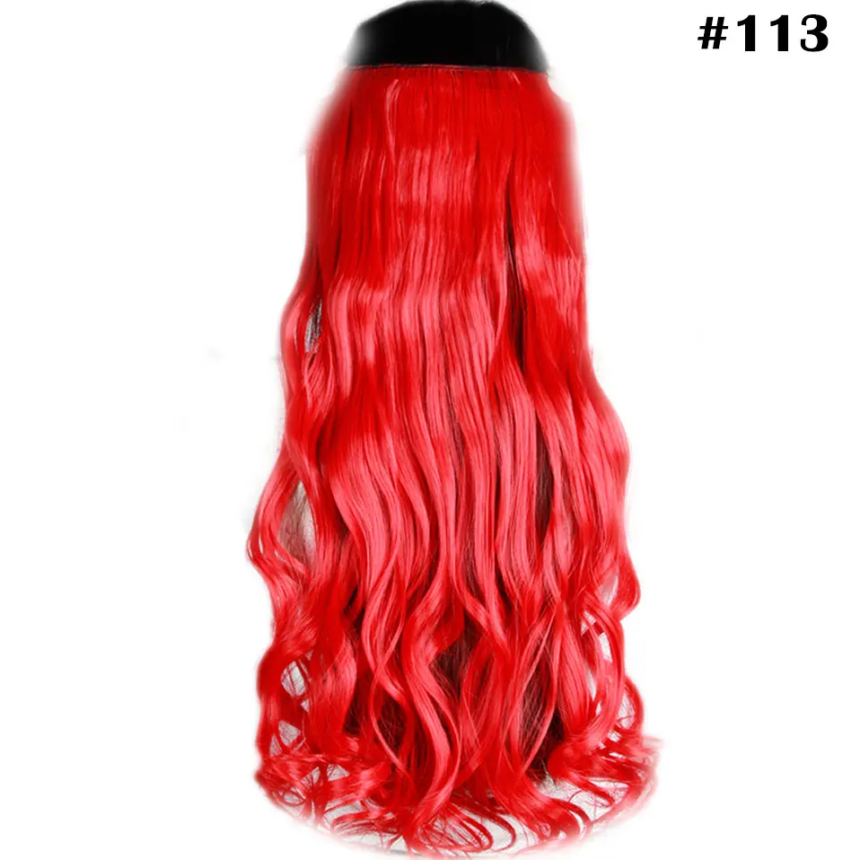 bright red SNOILITE, 24 дюйма, синтетические кудрявые длинные волосы на заколках, цельные волосы для наращивания, наполовину полные волосы, черные, коричневые, красные волосы для женщин - Цвет: bright red