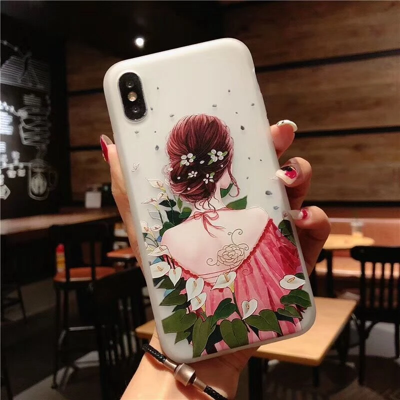 HOTR Cute Cartoon Flowers Case For iphone X XS XR MAX 6 6s 7 8 plus Phone Cases Lovely Girl Cover for Apple |