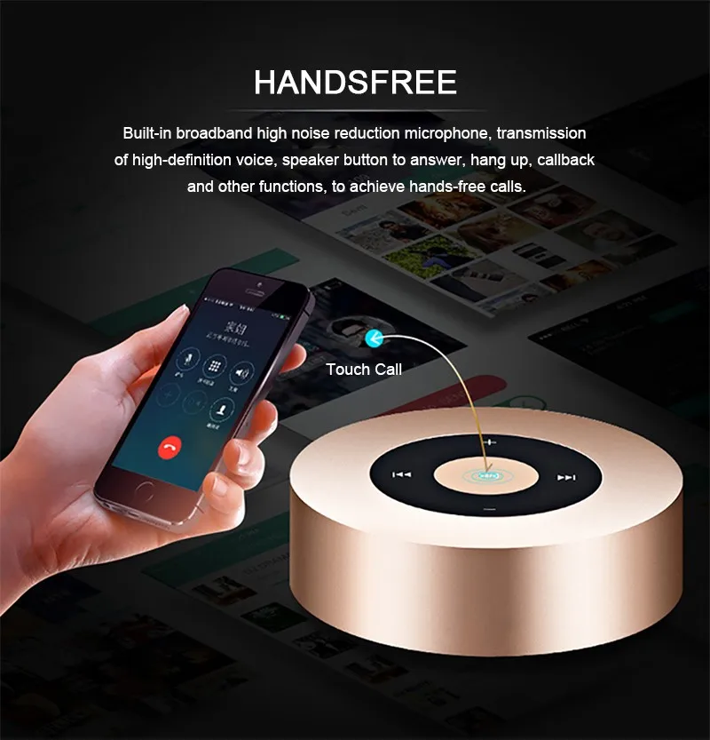 TOPROAD мини Колонка Беспроводная Bluetooth Колонка портативные стальные сенсорные динамики Altavoz Handfree с микрофоном для телефонов iPhone Xiaomi